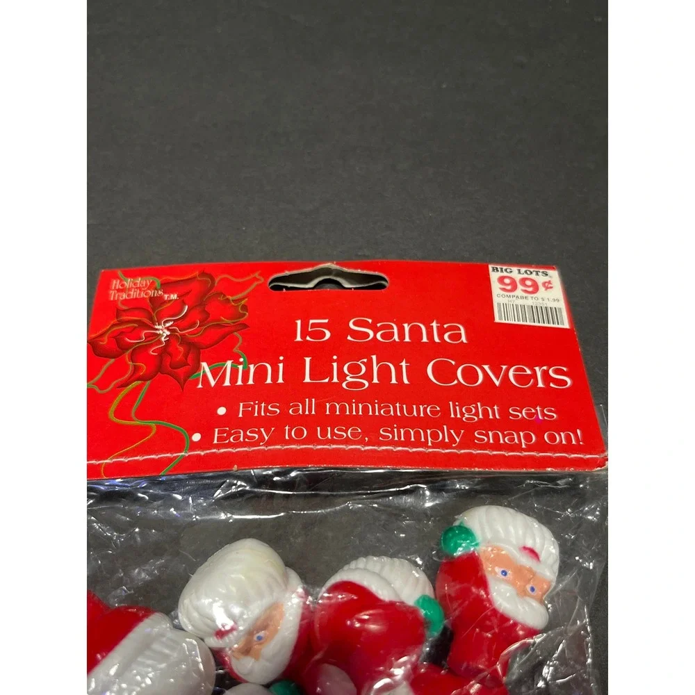 Holiday Traditions 15 Santa Mini Light Covers Christmas Decor Red White 6901 NEW